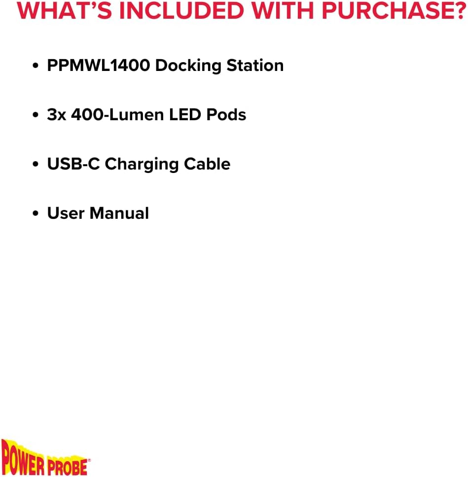 Power Probe PPMWL1400 1400 Lumen Modular Work Light with Detachable LED Pods