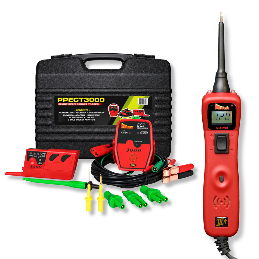 Power Probe PP3+ circuit tester with the PPECT3000 tracer kit: transmitter, receiver, adapters and hard case