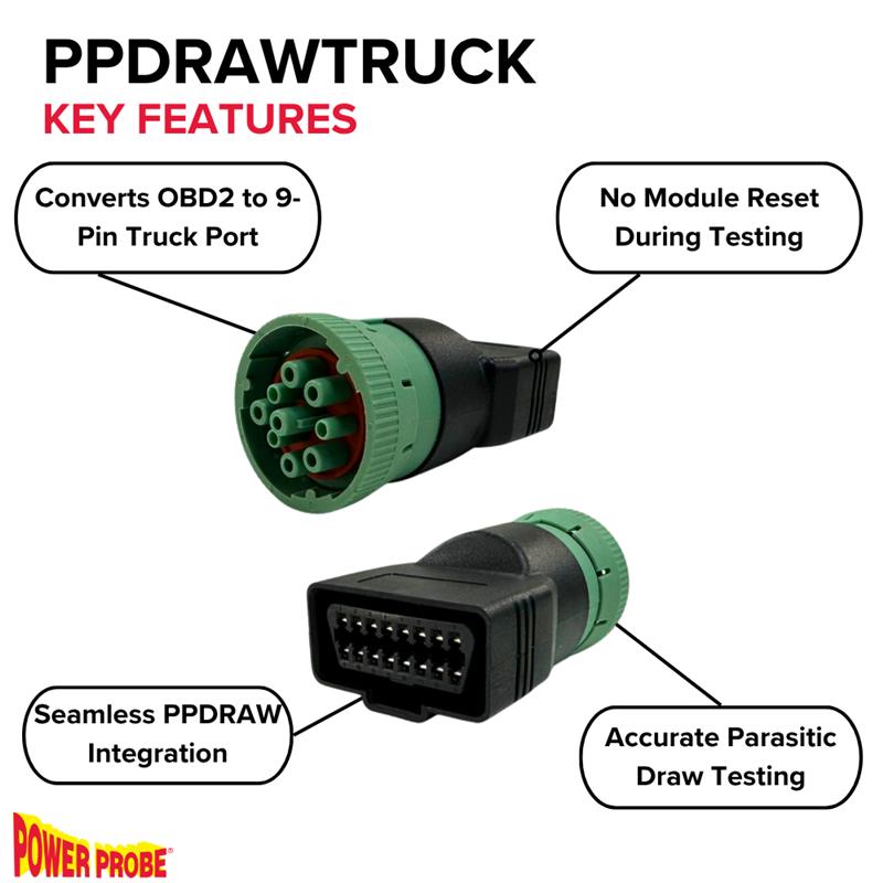 Power Probe PPDRAWTRUCK - OBD2 to 9-pin adapter for PPDRAW