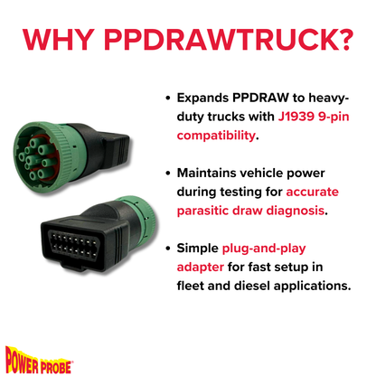 Power Probe PPDRAWTRUCK - OBD2 to 9-pin adapter for PPDRAW