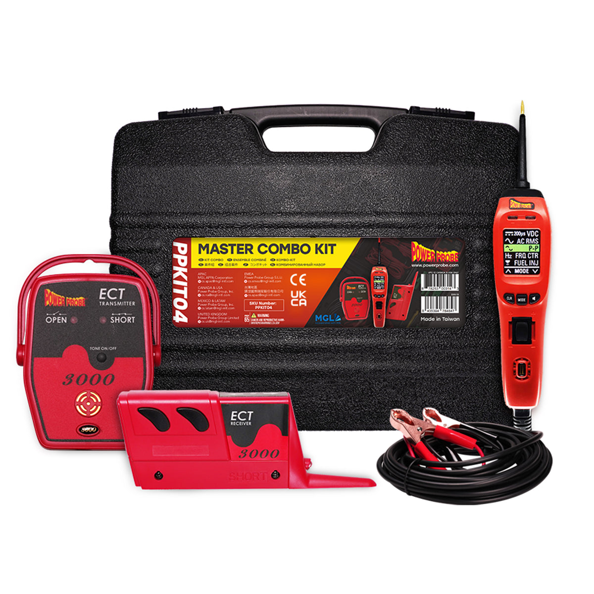 Power Probe 4 Master Combo Kit PPKIT04 — PP4 tester, ECT3000 transmitter, receiver and leads with hard case