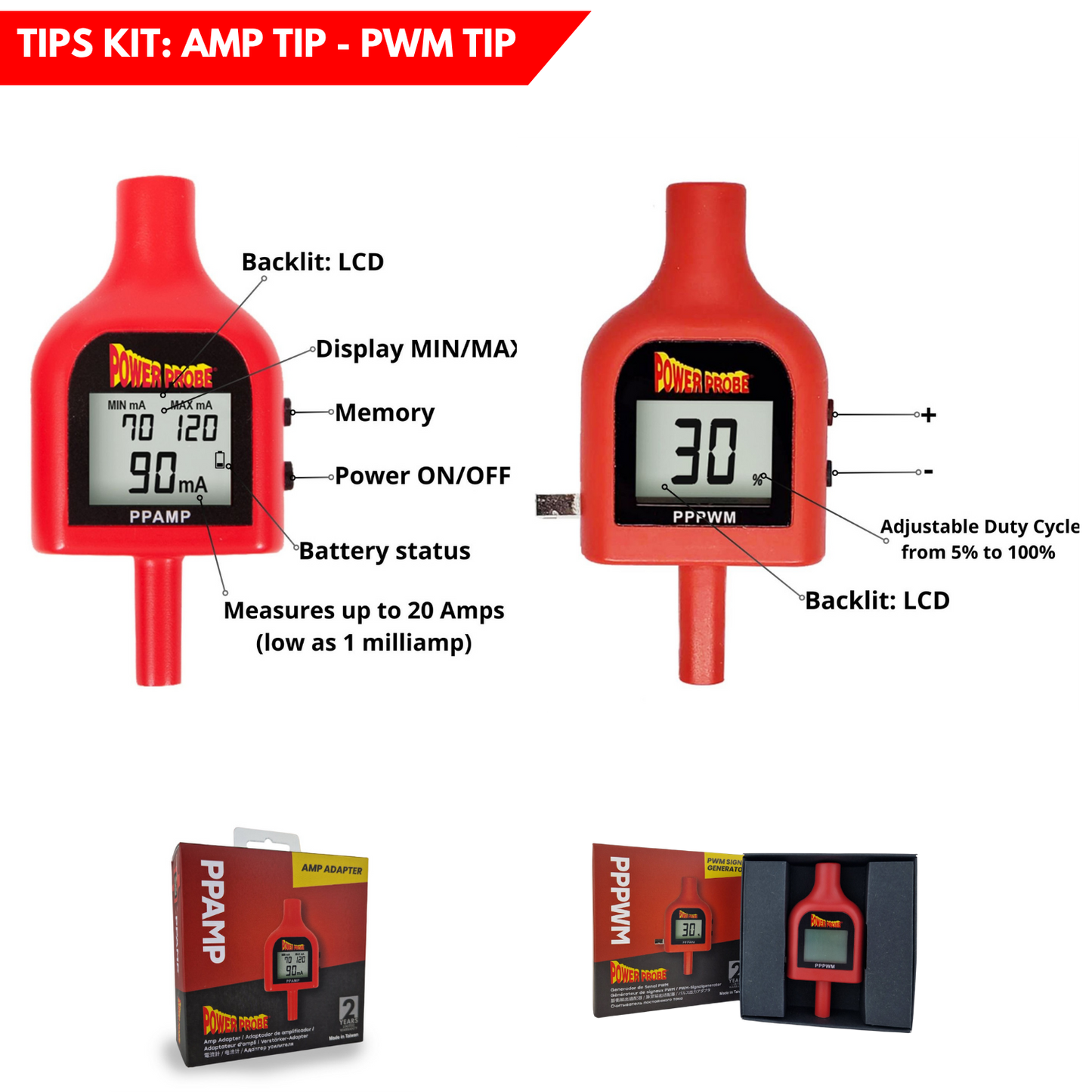 Power Probe Complete Diagnostic Bundle – PPROKIT01, PPAMPTIP & PPPWMTIP