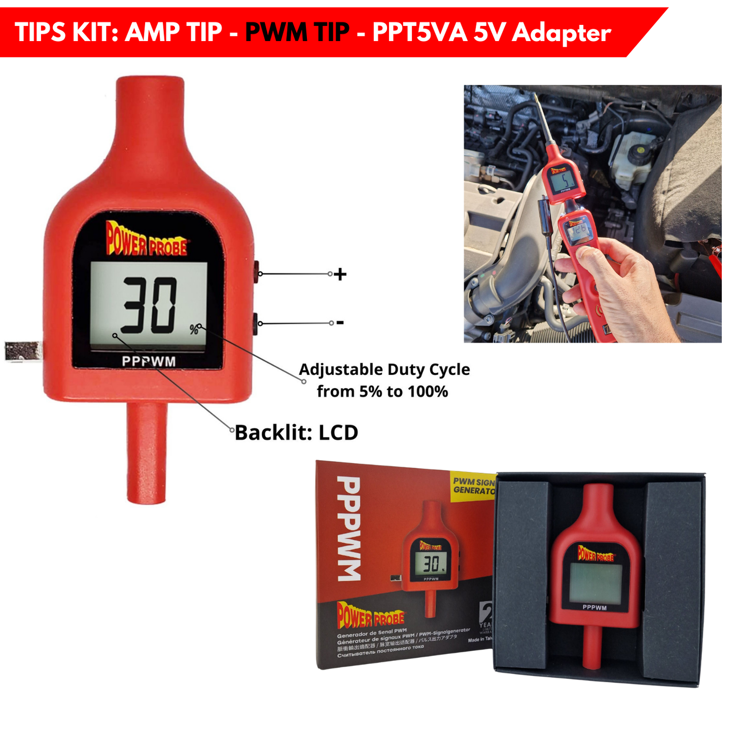Power Probe Limited Edition Tips Kit – Amp Tip, PWM Tip & 5V Adapter