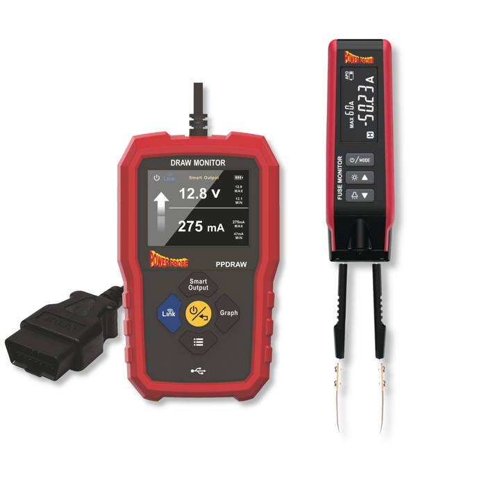 Power Probe Draw Monitor (PPDRAW) with OBDII cable and Fuse Monitor (PPFUSE) parasitic draw kit