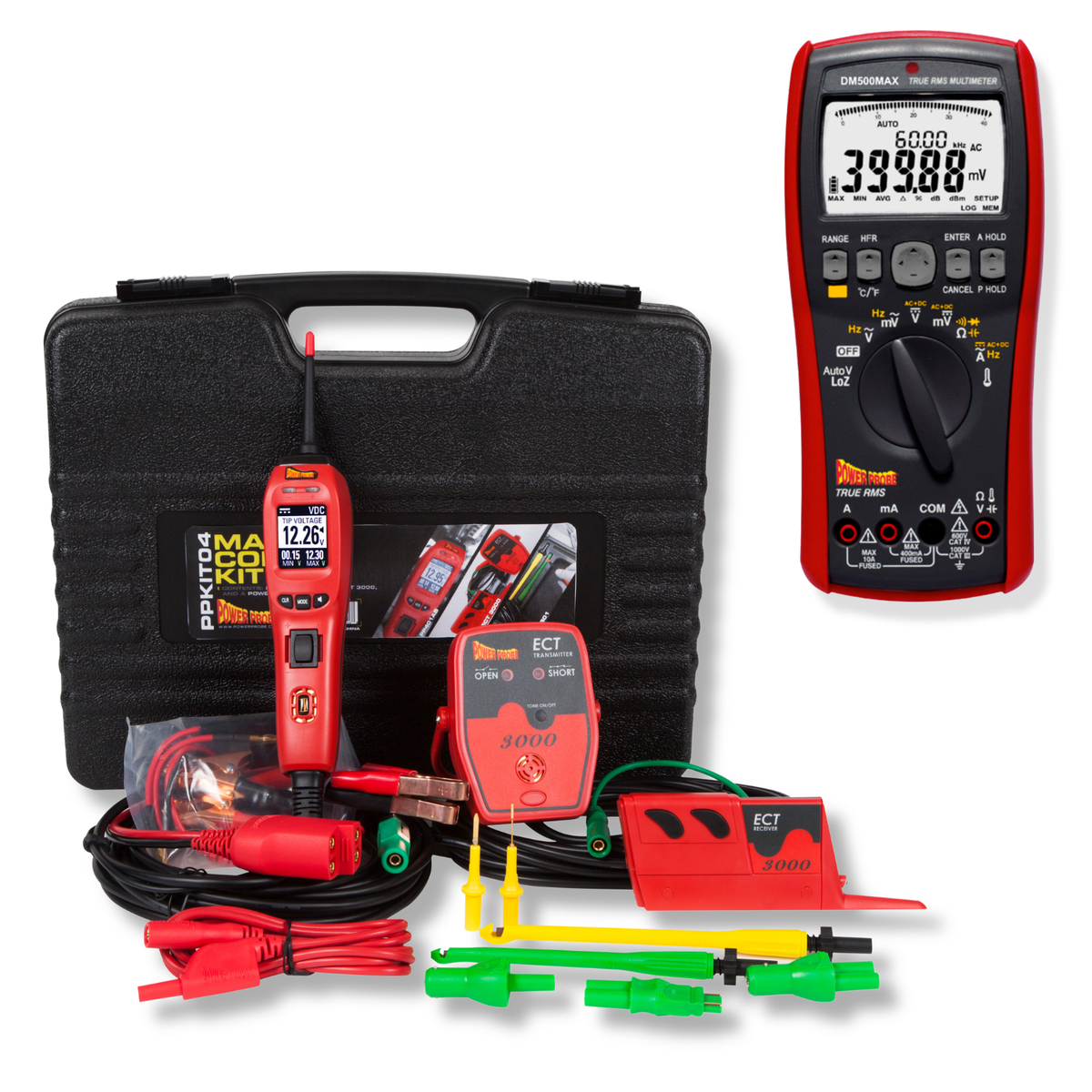 Power Probe PPKIT04 Master Combo Kit with PP4, ECT3000 tracer, adapters and hard case, plus DM500MAX multimeter